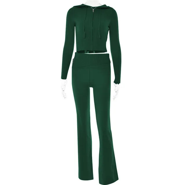 Survêtement Femme Décontracté avec Top Cropped et Pantalon Élastique