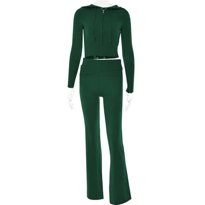 Survêtement Femme Décontracté avec Top Cropped et Pantalon Élastique