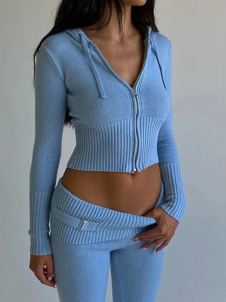 Survêtement Femme Décontracté avec Top Cropped et Pantalon Élastique - BerlinGlamour