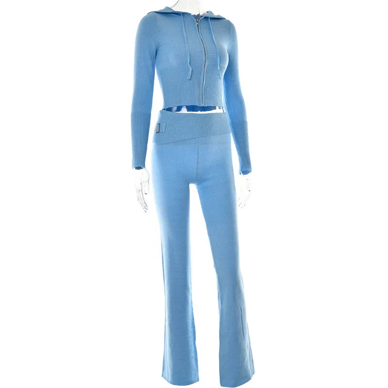 Survêtement Femme Décontracté avec Top Cropped et Pantalon Élastique