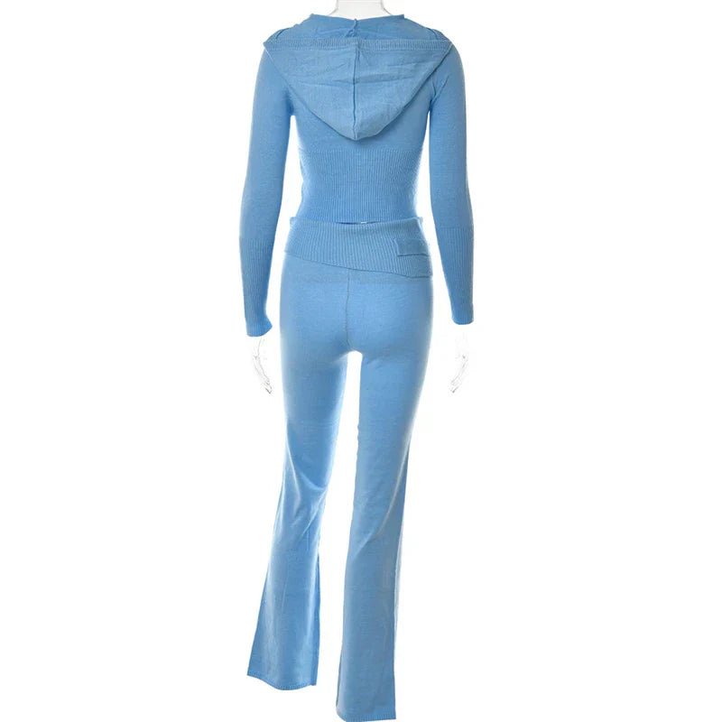 Survêtement Femme Décontracté avec Top Cropped et Pantalon Élastique