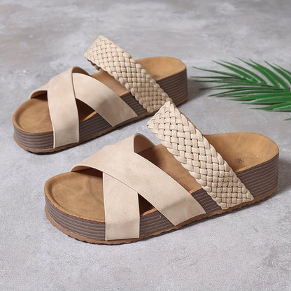Solyva™ – Sandale Femme Chic et Confortable à Brides Tressées & Plateforme Été