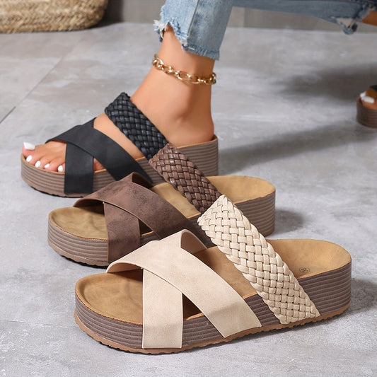 Solyva™ – Sandale Femme Chic et Confortable à Brides Tressées & Plateforme Été