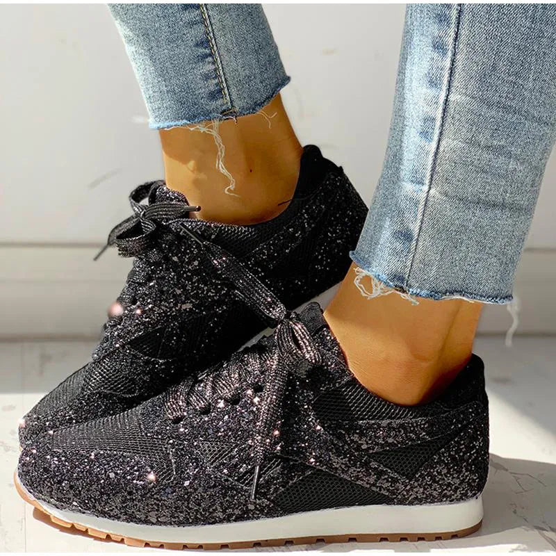 Baskets Femmes Élégantes en Mesh avec Décoration Strass