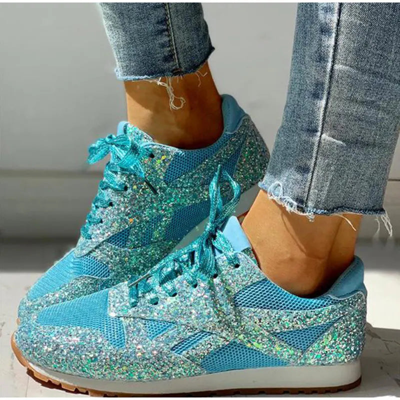 Baskets Femmes Élégantes en Mesh avec Décoration Strass