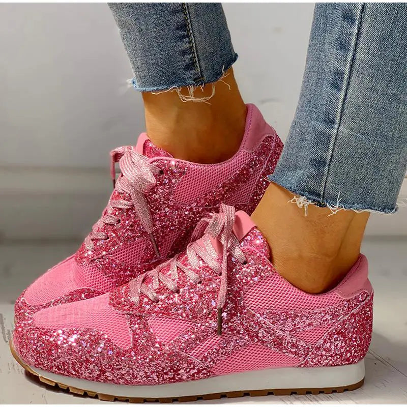 Baskets Femmes Élégantes en Mesh avec Décoration Strass