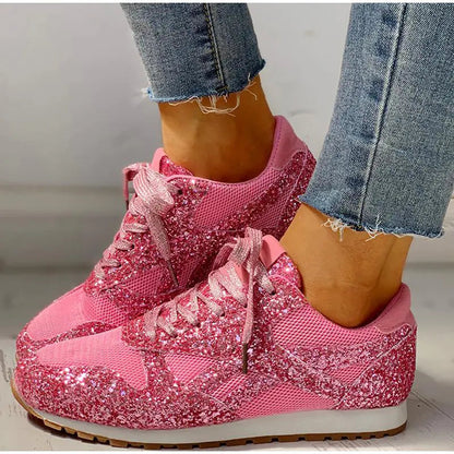 Baskets Femmes Élégantes en Mesh avec Décoration Strass