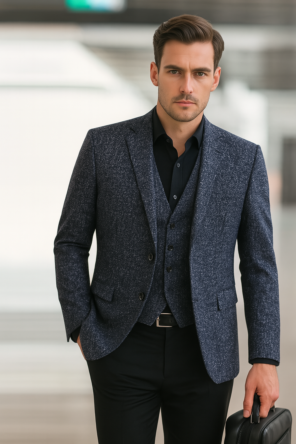 Blazer Slim Homme Printemps Élégant