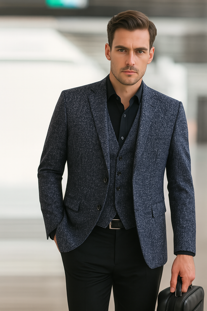 Blazer Slim Homme Printemps Élégant