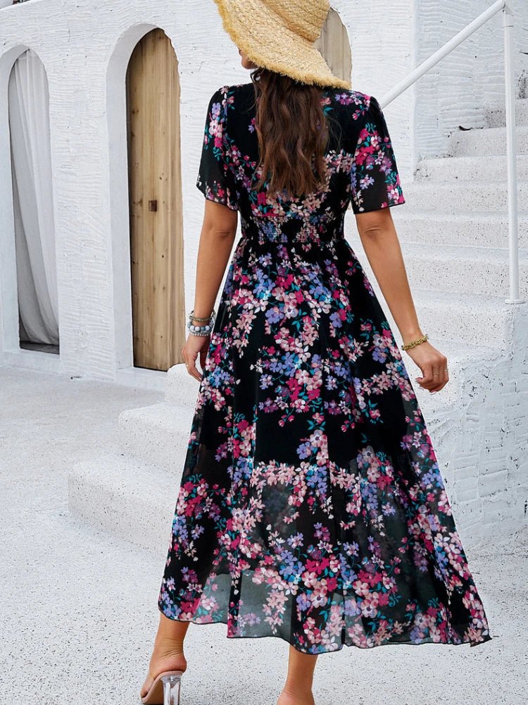 Ella™ – Robe Longue Femme Vintage Élégante avec Silhouette Flatteuse-4
