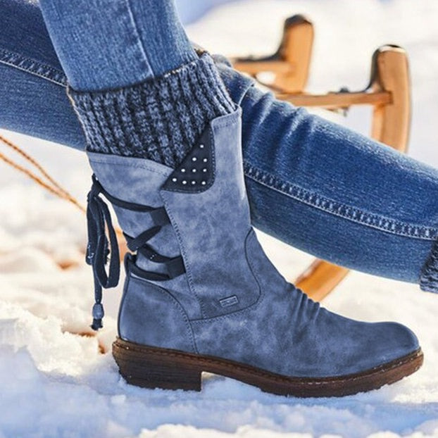 Bottines Femme Cuir Chauffantes et Confortables avec Semelle Anti-Choc