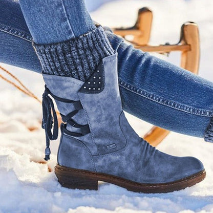 Bottines Femme Cuir Chauffantes et Confortables avec Semelle Anti-Choc