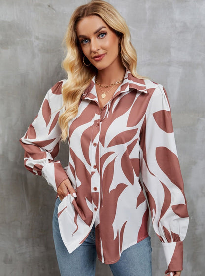 Chemise Relaxe Manches Longues Imprimé Fleur - PanierRoyale