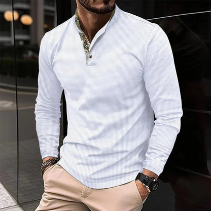 Chemise Homme Manche Longue Col Montant Décontractée
