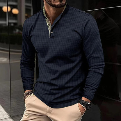 Chemise Homme Manche Longue Col Montant Décontractée