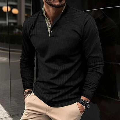 Chemise Homme Manche Longue Col Montant Décontractée