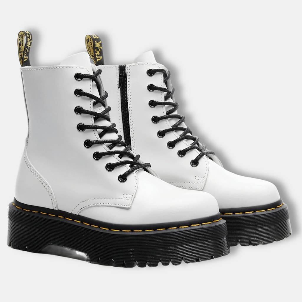 Bottes à Talons Hauts Blanc Nacré Semelle Noir Brillant - PanierRoyale