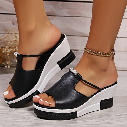 Strassea™ – Sandales Femmes Confortables à Talon Compensé & Strass Chic Été