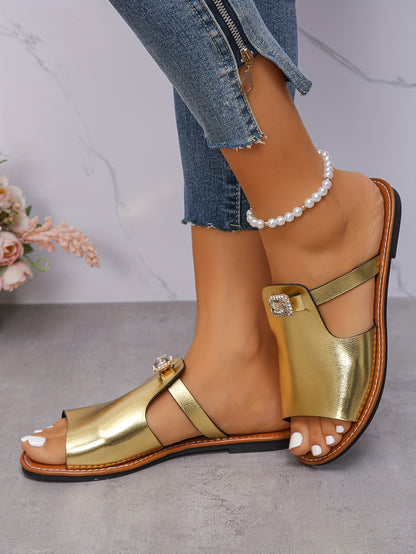 Strassia™ – Sandales Plates Femme Chic et Confortables à Strass