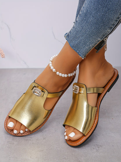 Strassia™ – Sandales Plates Femme Chic et Confortables à Strass