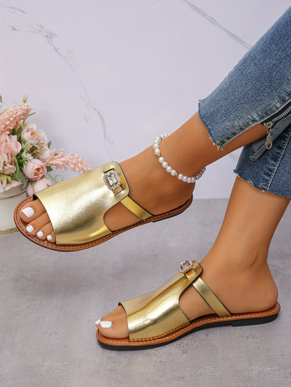 Strassia™ – Sandales Plates Femme Chic et Confortables à Strass