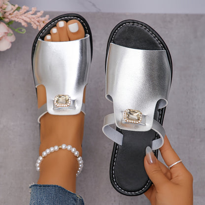 Strassia™ – Sandales Plates Femme Chic et Confortables à Strass