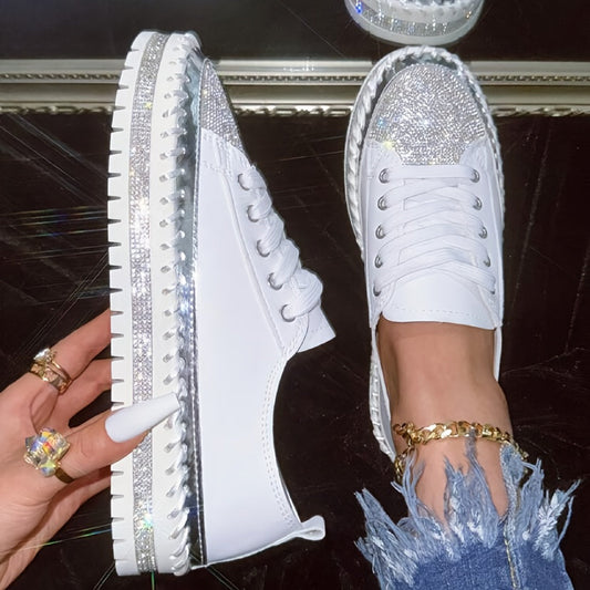 Basket Femme Plateforme Strass à Lacets Tendance - PanierRoyale