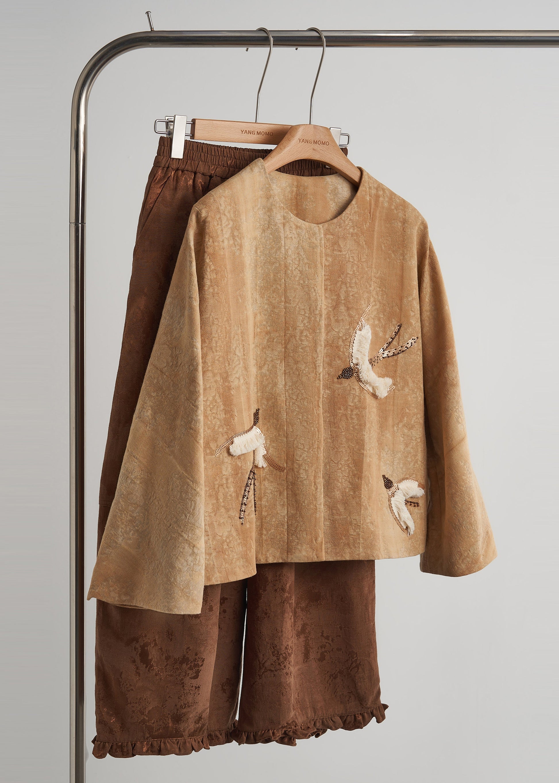 Manteau d'automne en soie douce épais kaki foncé - EasyApparels