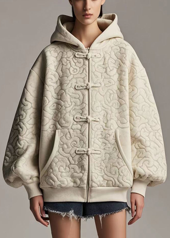 Veste à capuche grande taille coton marron automne - EasyApparels