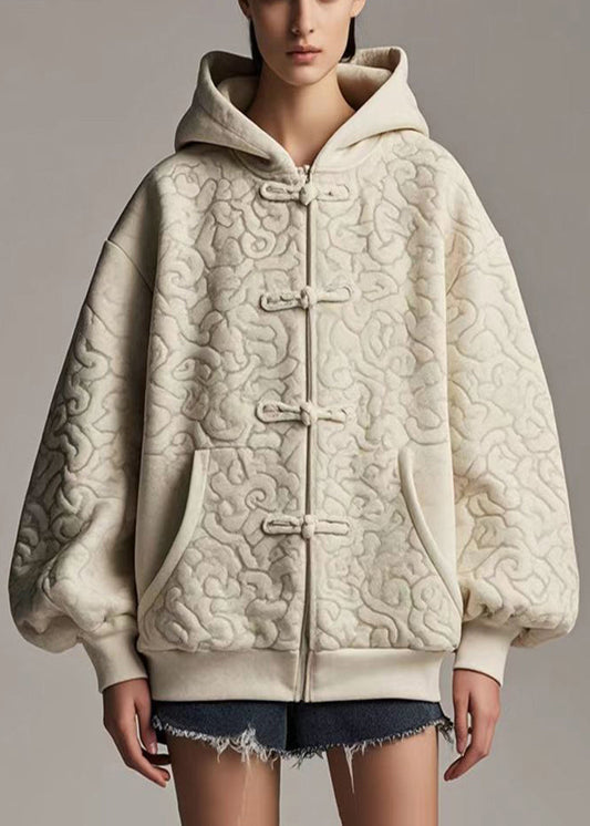 Veste à capuche grande taille coton marron automne