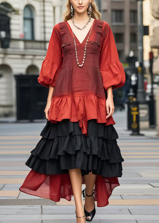 Robe de coton colorée à fleurs et manches courtes - EasyApparels