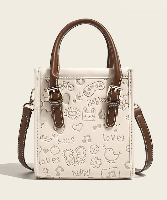 Grand sac à main en cuir synthétique beige texturé - EasyApparels