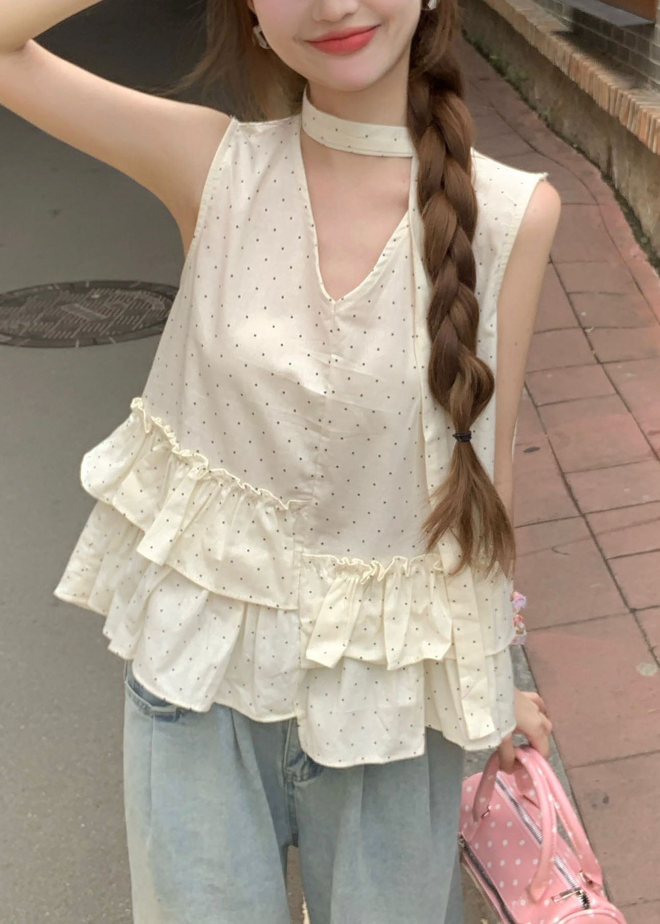 Beige Cotton Shirt with Elegant Floral Print - EasyApparels