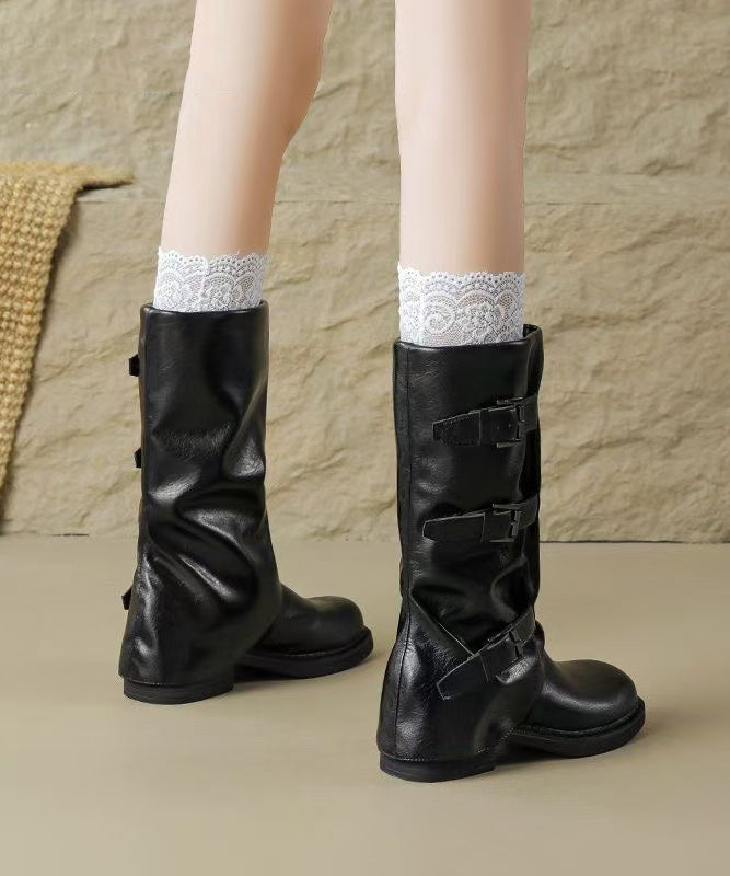 Chaussures hivernales noir en cuir synthétique élégant - EasyApparels