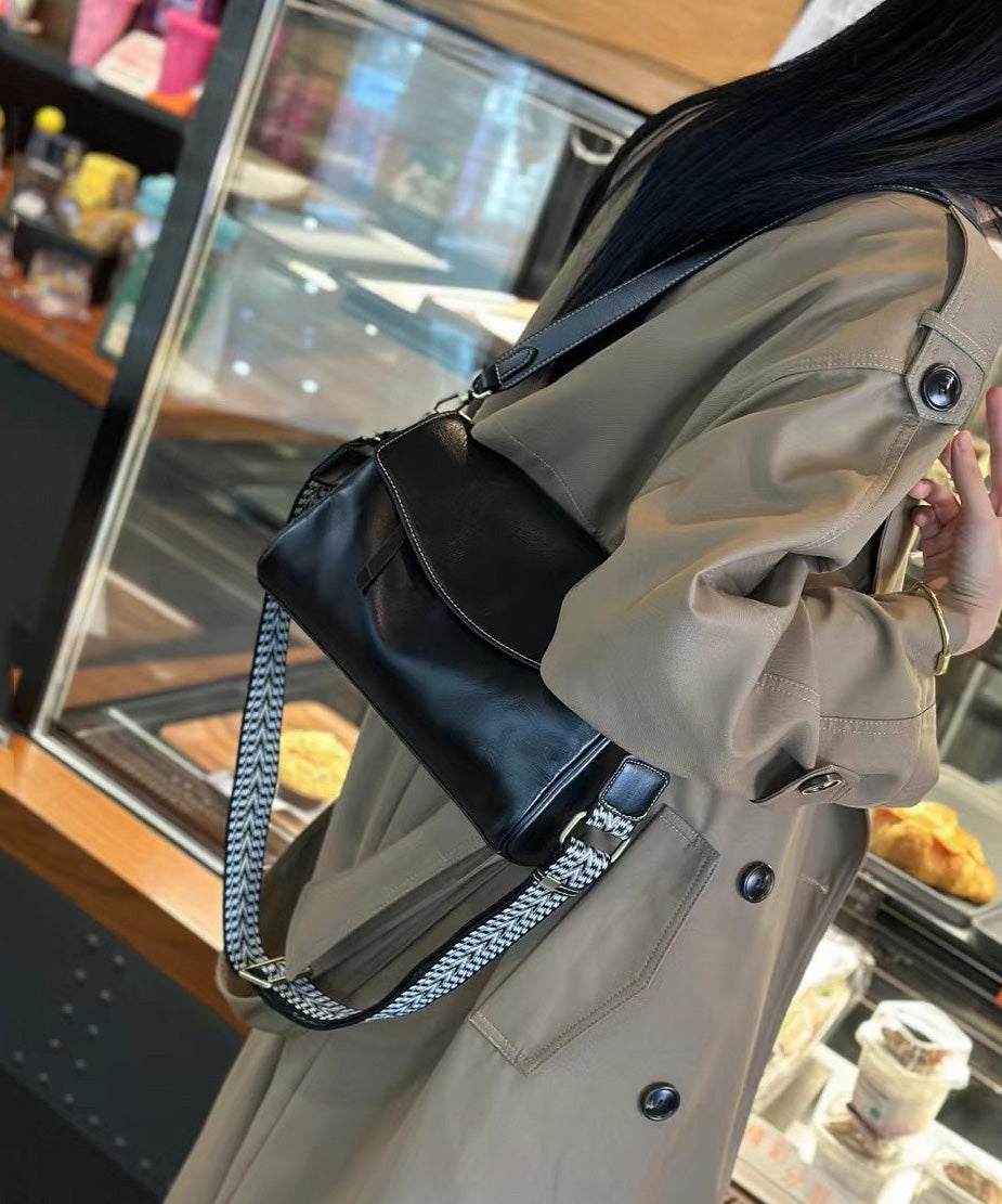 Sac à bandoulière en cuir noir robuste et chic avec zip - EasyApparels