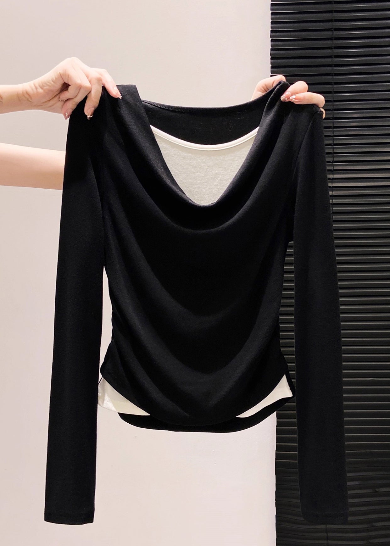 Chics ensembles deux-pièces coton noir décontracté hiver - EasyApparels