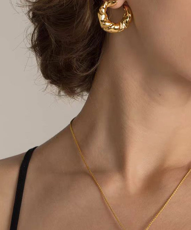 Crescent Gold Tone Drop Earrings - EasyApparels