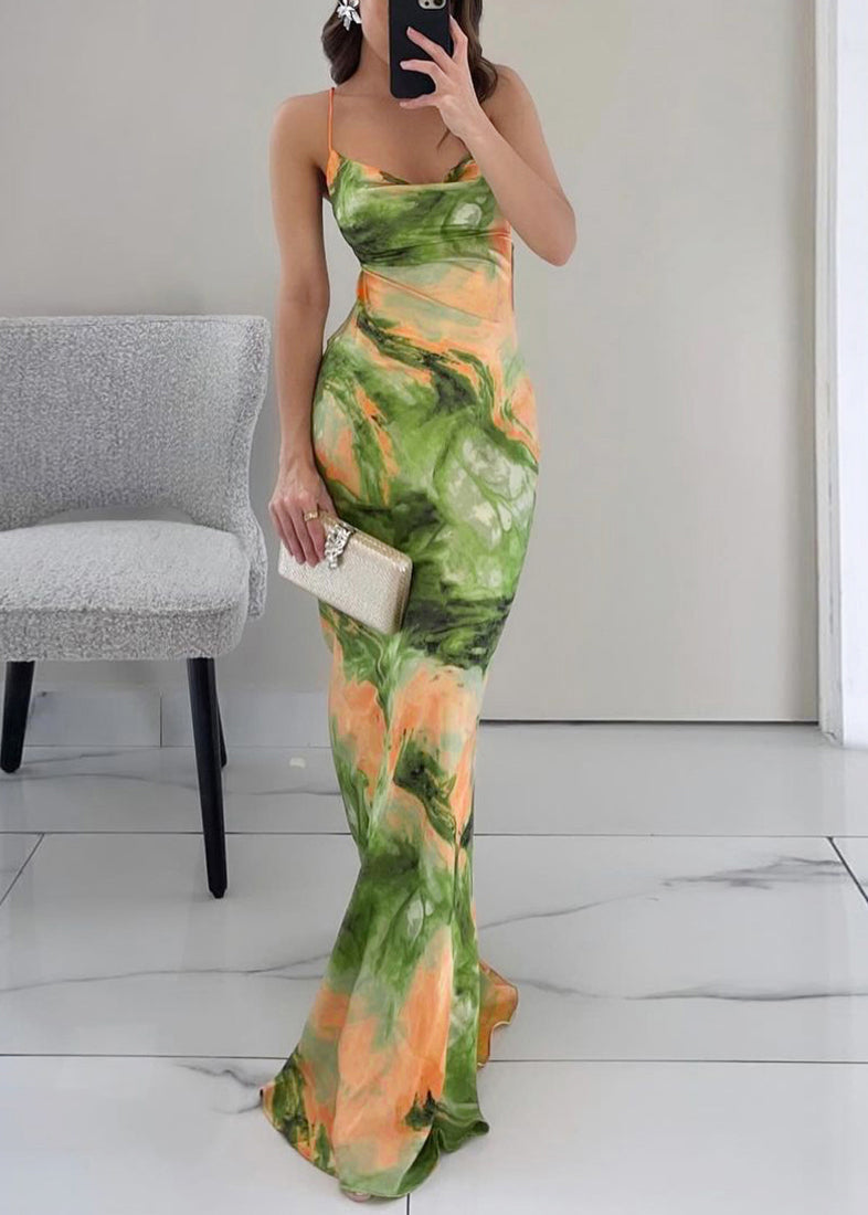 Robe verte décontractée dos nu pour femmes - EasyApparels