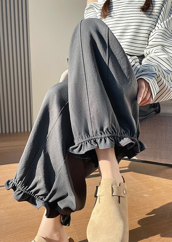 Pantalon confortable gris coton pour femme automne - EasyApparels