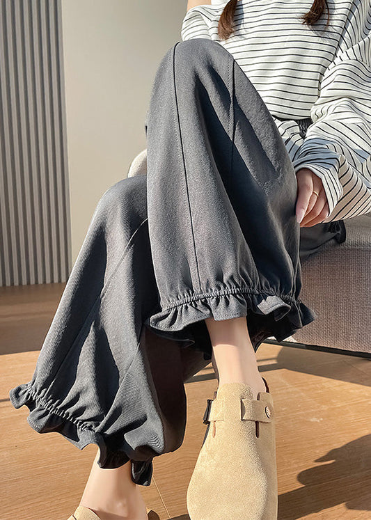Pantalon confortable gris coton pour femme automne - EasyApparels