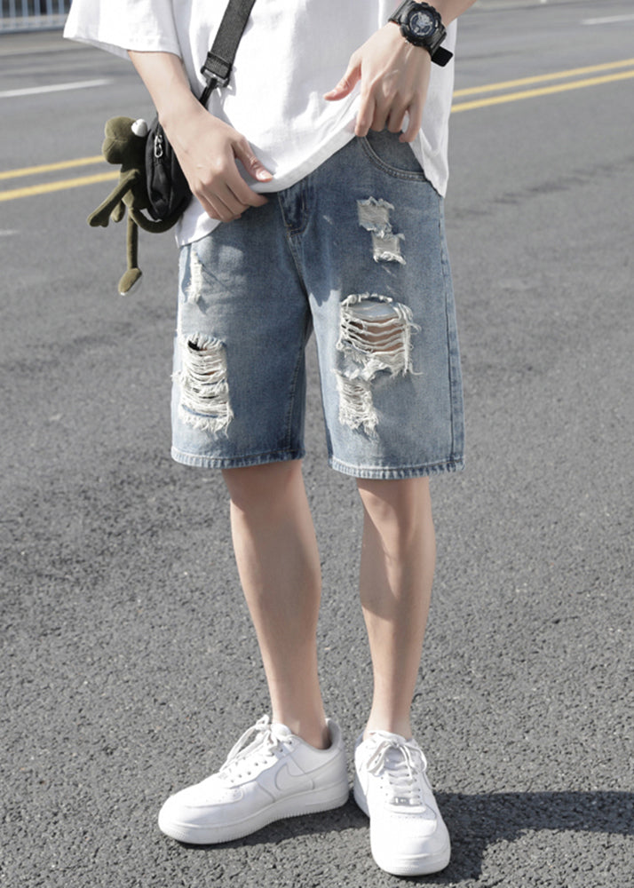 Homme Court Jean Bleu Clair Été Slim - EasyApparels