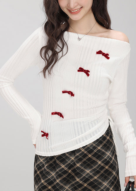 Blouse en dentelle blanche avec nœud et cordons, automne → Blouse en maille blanche avec nœud et cordon, hiver 
Non, meilleur choix: 
Blouse blanche en dentelle avec - EasyApparels