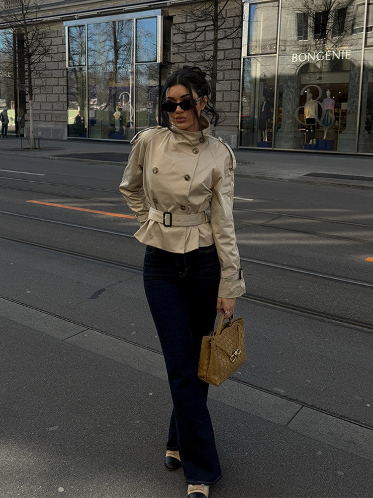Veste Femme Hiver Trench Classique avec Ceinture