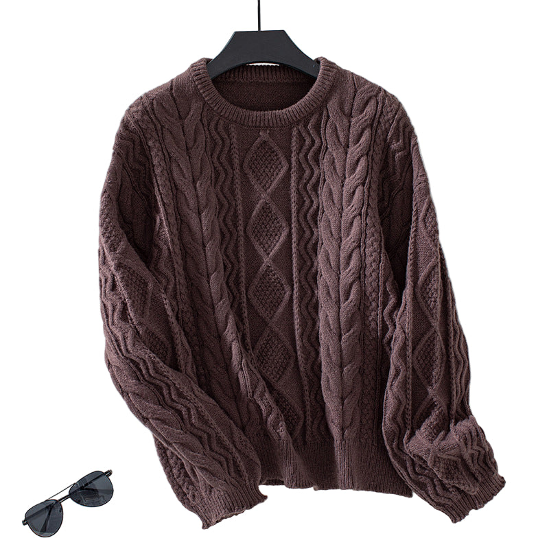 Pull Homme Laine Épaisse Brun Hiver - PanierRoyale