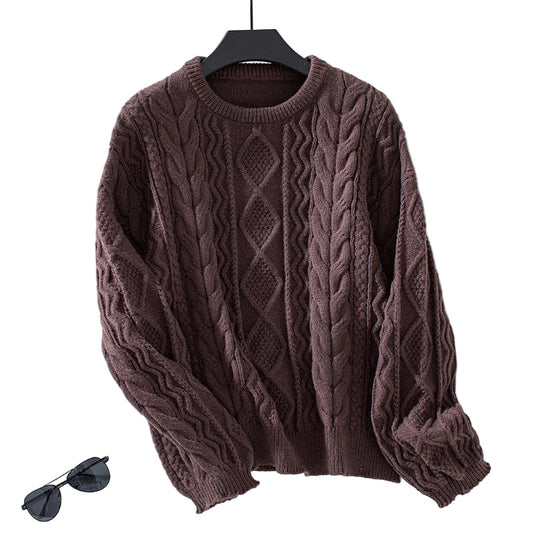 Pull Homme Laine Épaisse Brun Hiver - PanierRoyale