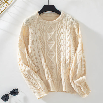 Pull Homme Laine Épaisse Brun Hiver