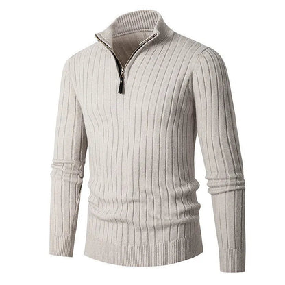 Pull Homme Laine Mérinos Col Rond Beige Chaud