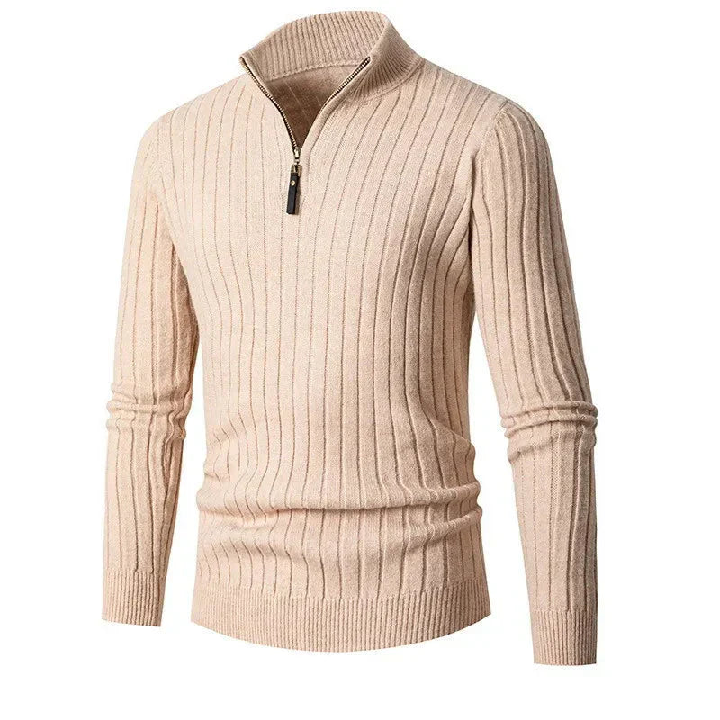 Pull Homme Laine Mérinos Col Rond Beige Chaud