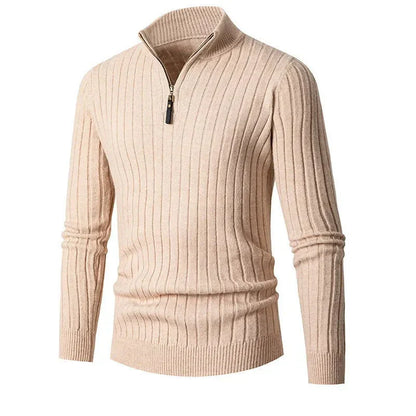 Pull Homme Laine Mérinos Col Rond Beige Chaud