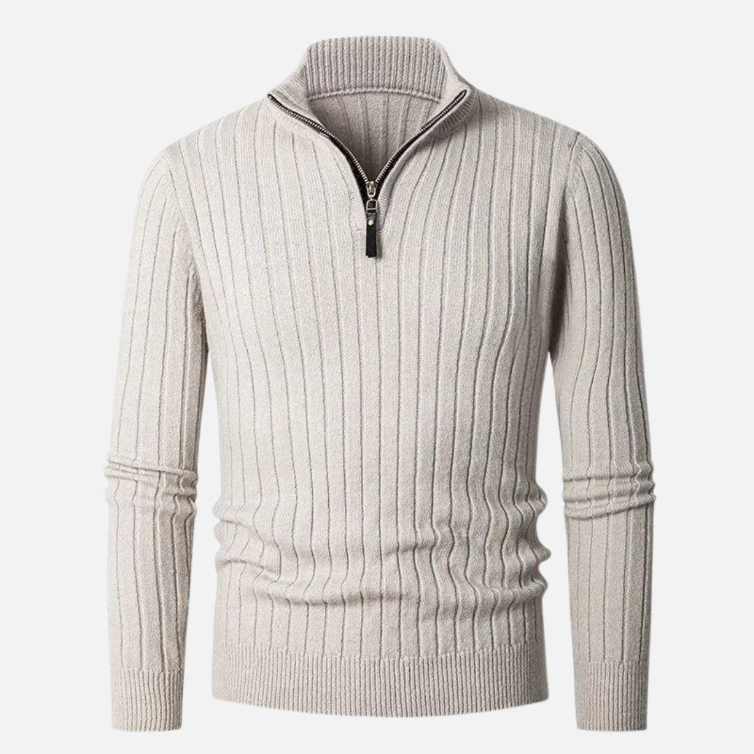 Pull Homme Laine Mérinos Col Rond Beige Chaud - PanierRoyale